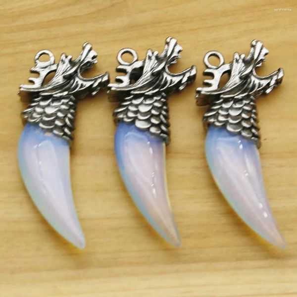 Pendentif Colliers Qualité Naturel Opale Artificielle Sculpté Tête De Dragon Collier Unisexe Fête De Vacances Cadeau Reiki Charme Bijoux En Gros 6 pcs