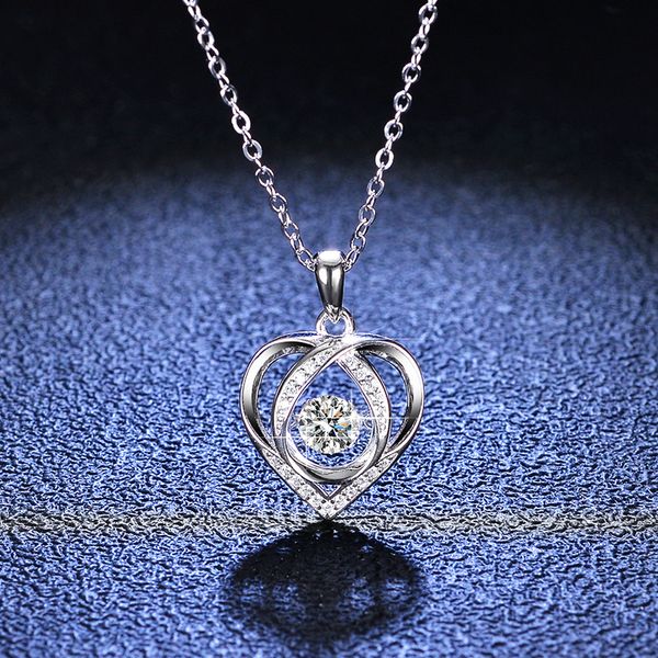 Pendentif Colliers Quke Real Heart Collier D Couleur VVS1 Lab Diamants 925 Sterling Argent pour femmes Mariage Fine Bijoux 230307