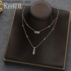 Colliers pendants Rakol Trendy Collier de forme étiquette de zircone cube initiale pour femmes cadeaux de bijoux de fête empilables sans agent d'impression Moda Q240426