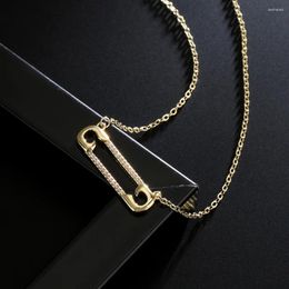 Colliers pendants Rakol Zircon Paper Clip Collier pour femmes Rifil Ridalin Geométrie bijoux de fête d'anniversaire pour dames