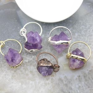 Hanger kettingen rauwe amethisters koper hoepel genezing kristal onregelmatige kwarts geode druzy vintage ketting voor sieraden maken accessoires maken