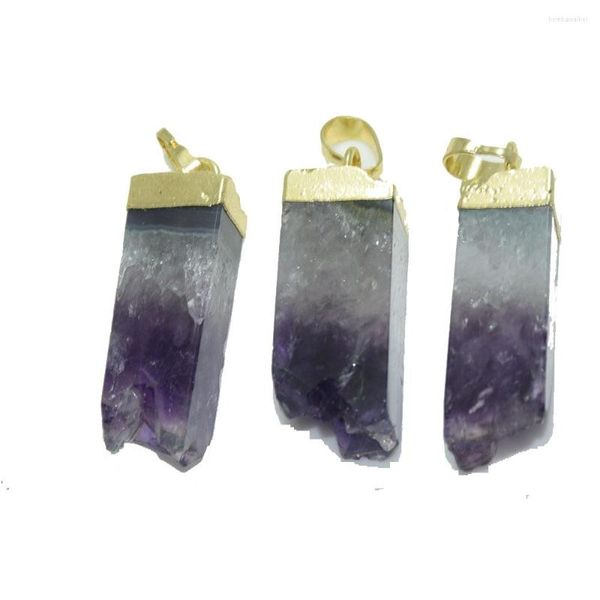 Collares con colgante de amatistas naturales en bruto Druzy Femme 2022, rectángulo morado, tapa dorada larga, racimo, geoda, cristal de cuarzo para mujer