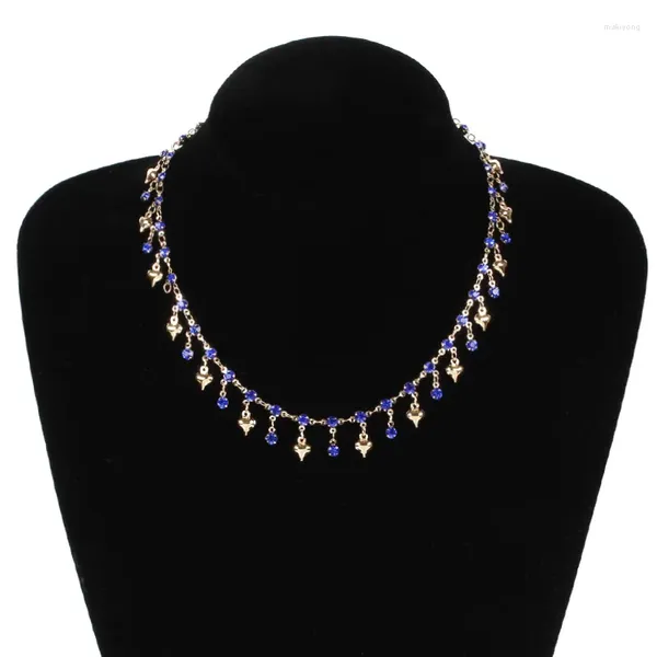 Pendentif Colliers RE 2023 Bleu Zircon Bijoux avec coeur Collier ras du cou pour femmes Collier Femme bibelot accessoires J0535