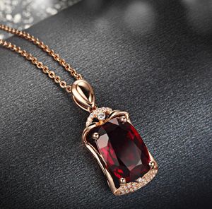 Colliers de pendentif Real 14K rose or pierscionki pendentif bizuteria gemmstone naturel rouge rubis trésor pendis 45cm jewelle 1cm pendentif 231222