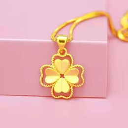 Pendentif Colliers Véritable 18K Gold Couleur Lucky Clover Collier pour Femmes Hommes Fine Bijoux Véritable Solide Mariage Luxe 231020