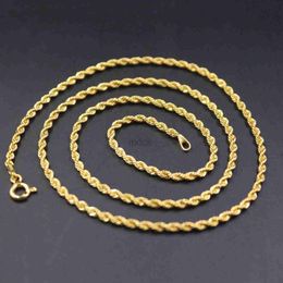 Colliers pendants réelle chaîne en or jaune 18 carats pour femmes Collier de corde torsadé de 2 mm 18 pouces de longueur AU750 240419