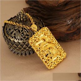 Pendentif Colliers Véritable 24K Or Couleur Rempli Dragon Pour Hommes Bijoux De Fiançailles Pendentifs Délicat Cadeau D'anniversaire Mâle Drop Livraison Othnx