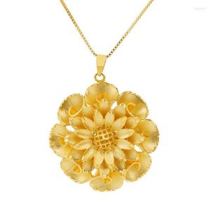Hanger kettingen echt 24k gouden sieraden ontwerp grote bloemvorm statement voor huwelijksgeschenken voor vrouwen groothandelpendant godl22