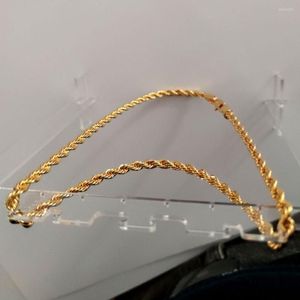 Pendentif Colliers Véritable 24k Or Jaune GF Diamant Cut Ed Solide XP Bijoux Fantaisie Image Originale Hommes Épais 6mm Corde Chain257R