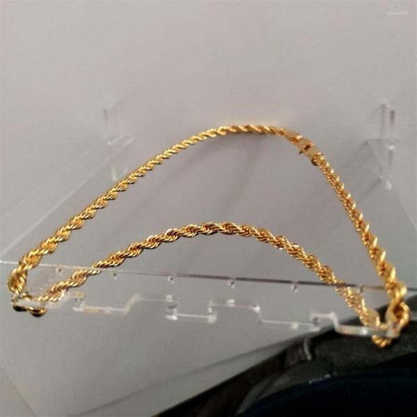 Pendentif Colliers Véritable 24k Or Jaune GF Diamant Cut Ed Solide XP Bijoux Fantaisie Image Originale Hommes Épais 6mm Corde Chaîne 239G