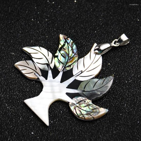 Colliers pendants Real Aground Black Shel Leaf Pendants Tree of Life Charms Collier Mother Pearl Mop Sequare pour les femmes