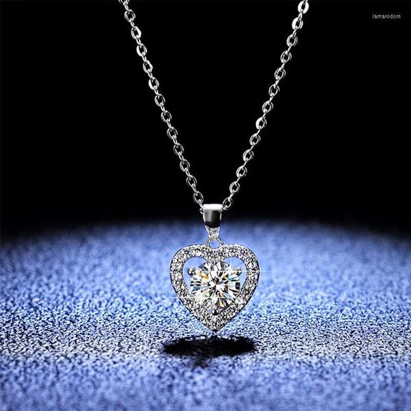 Pendentif Colliers Véritable Moissanite Diamant Collier 1ct D Couleur 925 Sterling Argent Coeur Bijoux De Mariage Pour Les Femmes PE017Pendant2997