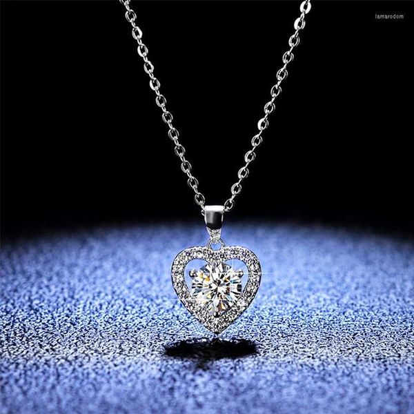 Collares colgantes Real Moissanite Diamond Necklace 1ct D Color 925 Sterling Silver Heart Joyería de boda para mujeres PE017Pendant315a