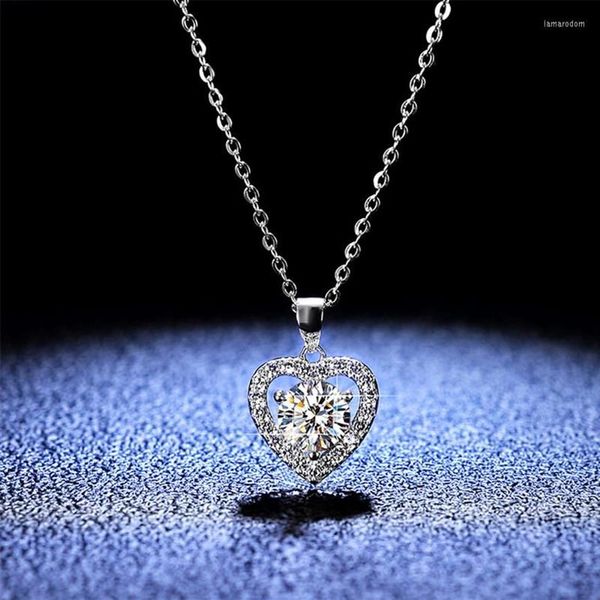 Pendentif Colliers Véritable Moissanite Diamant Collier 1ct D Couleur 925 Sterling Argent Coeur Bijoux De Mariage Pour Les Femmes PE017Pendant344t