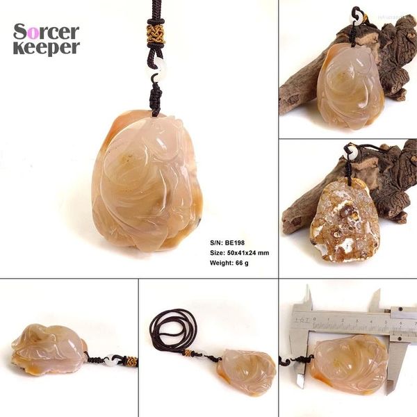 Colliers pendants Real Agate Natural Fish sculpté à la main avec un long collier Crystal Original Peau minerai Animal Figurine Artisanat DÉCORGE BE198