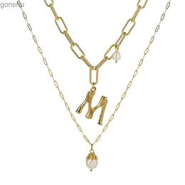 Colliers de pendentif Real Natural Eater Baroque Perle Perle Collier Womens Gold 26 A-Z Capital Nom Collier Initialwx