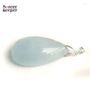 Colliers pendants réels Natural non optimisé Aquamarine Gems Stone Water Drop Collier pour les bijoux Perles peut porter chance dans l'amour BK103