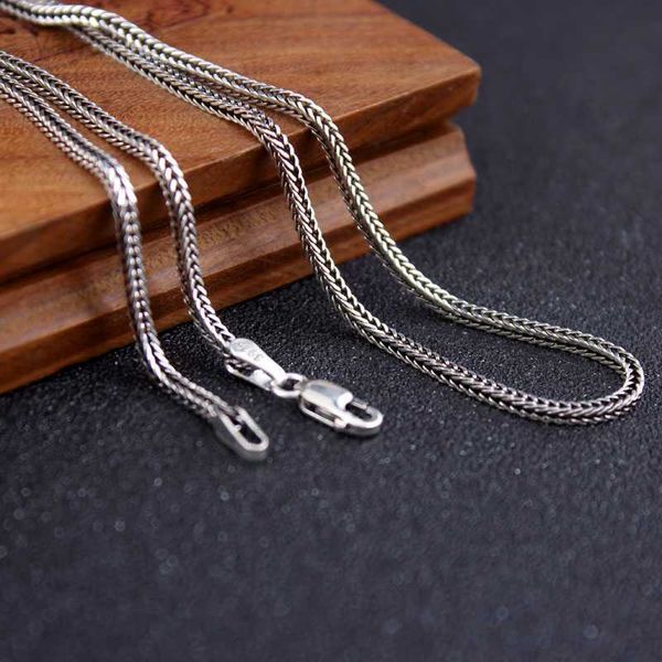 Collares pendientes Real S925 Sterling Silver 925 Classics Weave Fox Tail Chopin Chain Collar personalizado para hombres, mujeres, joyería fina, regalo HKD230712