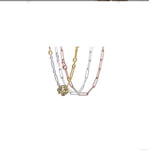 Hanger Kettingen Echte Glans Zwart Emaille Lijn Kunst Mensen Lange Link Kabel Ketting 925 Sterling Zilveren Ketting Voor Europa Bead Charm DIY Sieraden J230310