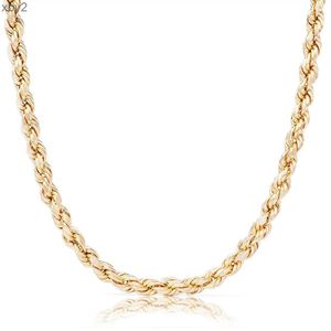 Collares colgantes Real Sólido 10K 14K 18K 24K Cadenas de cuerda de oro sólido para hombres Collar de hip hop