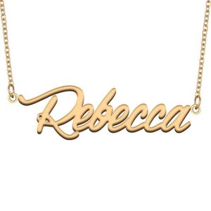 Collares colgantes Rebecca Nombre Collar para mujer Joyería de acero inoxidable 18k Chapado en oro Placa de identificación Femme Madre Novia Gift2878