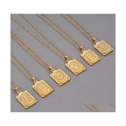 Hangende kettingen Rec initi￫le letter charme voor heren dames 18k goud vergulde roestvrijstalen hoofdletters ketting rolo ketting 1803 dhw7m