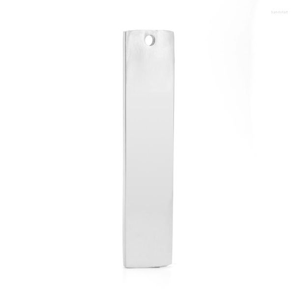 Pendentif Colliers Rectangle Charms Rond Trou Blanc DIY Imprimer Id Porte-clés Étiquette Miroir Polonais En Acier Inoxydable En Gros 10 pcs