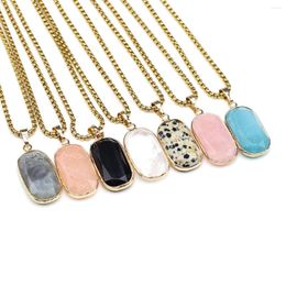 Colliers pendants Rectangle Crystal Facet Natural Stone Rose Rose Quartz Obsidian Charms Accessoires pour les bijoux Making DIY Collier Collier