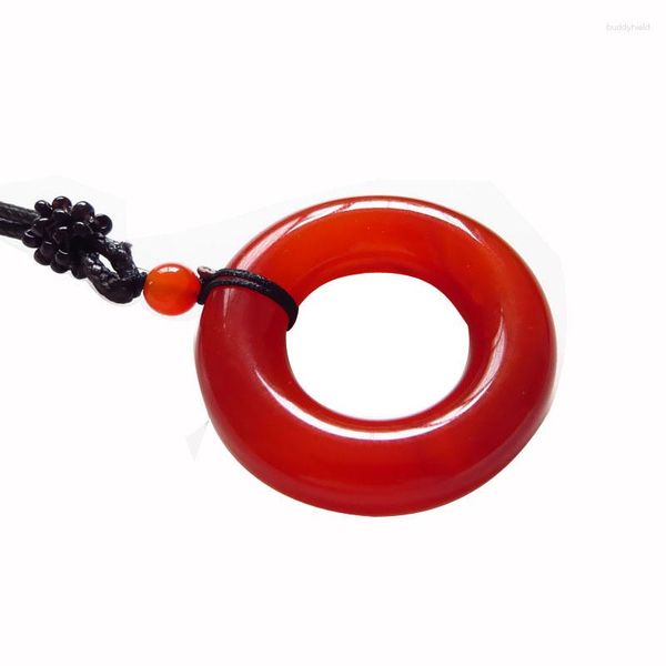 Pendentif Colliers Agate Rouge Calcédoine Paix Boucle Bijoux Lucky Safe Bon Augure Amulette Chandail Chaîne Jade Fine