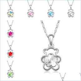 Colliers pendants Bleu rouge coréen autrichien cristal mignon ours collier sier chain de mode bijoux pour femmes cadeau d'animaux maxi dh2Uy