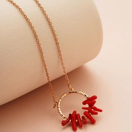 Pendentif Colliers Collier de corail rouge pour femmes Bohême mignon cuivre métal bijoux ethnique décontracté fête de Noël 2023 dans tendance Y2K