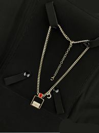 Pendentif Colliers Diamant Rouge Creux Parfum Bouteille Sac Chaîne Collier 46 cm de long