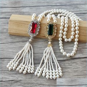 Hanger kettingen rood/groen zirkoon charme hanger cz micro plave connector natuurlijke schaal parel kralen ketting tassels vrouwen sieraden nek dhcrt