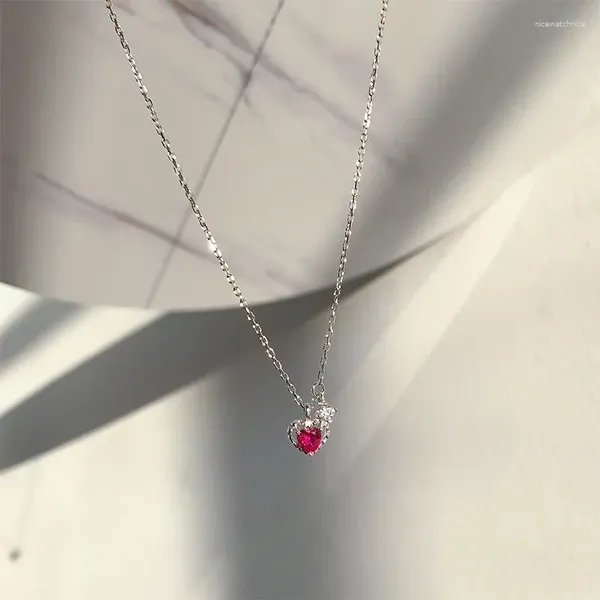 Collares colgantes de amor rojo corazón para mujeres originalidad de boda simplicidad tendencia joya estética