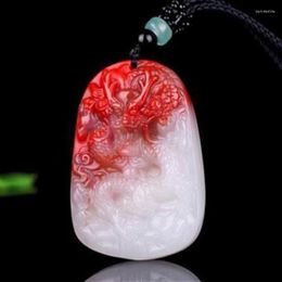 Colliers pendents Jade blanc jade dragon chinois bijoux de pierre gemme amulet charme femme homme cadeaux collier chanceux mode sculpté naturel