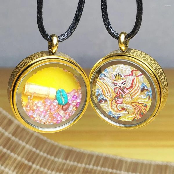 Collares colgantes Regong dibujado a mano Thangka Nueve colas Rueda de escritura inmortal Hombres y mujeres