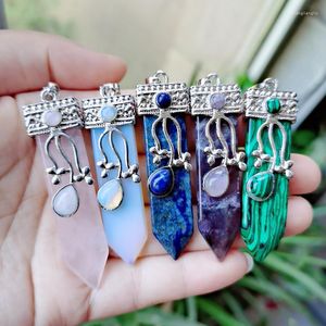 Hanger Kettingen Reiki Healing Evenwicht Natuurlijke Edelstenen Stenen Hangers Slinger Retro Agaat Amethisten Lapis Opaal Kristal Kwarts Puntzwaard