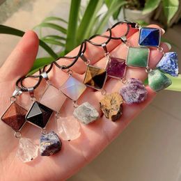 Pendentif Colliers Reiki Guérison Chakra Pierre Pendule Minéral Rock Cristal Charme Améthystes Naturelles Lapis Tiger Eye Pyramid Quartz Collier