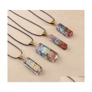 Pendentif Colliers Reiki Guérison Colorf Chips Pierre Chakra Orgone Énergie Résine Collier Amet Orgonite Cristal Carshop2006 Drop Delive Dh4Ih