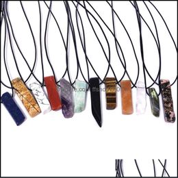 Pendentif Colliers Reiki Guérison Irregar Pierre Pilier Cristal Quartz Collier Corde Chaînes Pour Hommes Femmes Mode Bijoux D Ffshop2001 Dhoib