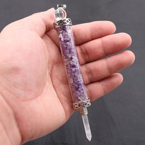 Pendentif Colliers Reiki Baguette Sceptre Équilibre Spirituel Chips Pierre Bouteille Blanc Cristal Hexagone Pilier Point De Guérison Bijoux 1 pcsPendant