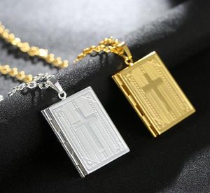 Colliers pendants Religion Bible Livre Collier Couade Femmes PO Frame Link Chaîne de chaîne Unisex3045311