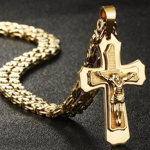 Hanger kettingen religieus katholieke kruisbeeld Jezus kruis ketting voor mannen kruis hangend met Bijbel ketting mannen byzantijnse keten sieraden geschenken 230814