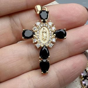 Colliers de pendentif croix religieuse Guadalupe Pendants Femmes Fashion Metal Crystal Zircon Charmes Bijoux Bracelet Collier