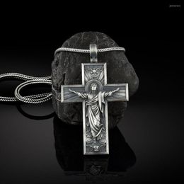 Pendentif Colliers Religieux Jésus Croix Chrétienne Catholique Style Rétro Pur Étain Hommes Et Femmes Collier Bijoux 2023 MOONBIFFY