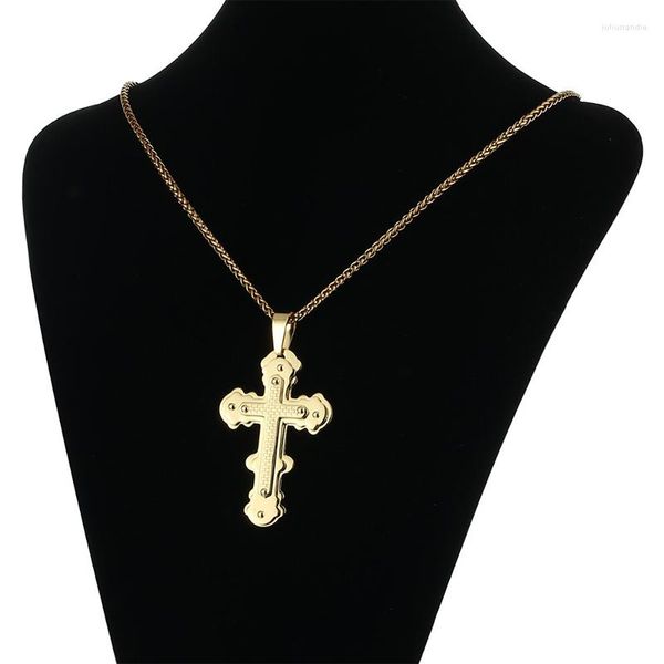 Pendentif Colliers Religieux Orthodoxe Multicouche Croix Collier Teen Boys Hip Hop Argent Couleur Chaîne En Acier Inoxydable Pour Hommes Bijoux