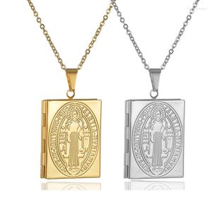 Pendentif Colliers Religieux En Acier Inoxydable Vierge Marie Livre Ouvrable Po Cadre Médaillon Collier Bijoux Cadeau De Noël Goutte