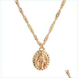 Pendentif Colliers Religieux Vintage Vierge Marie Pendentif Collier Alliage Rond Catholique Médaillon Prière Bijoux Cadeau Pour M Carshop2006 Dhrqw