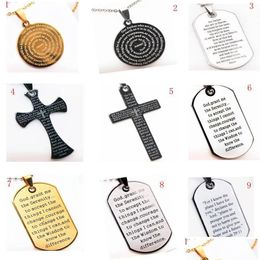 Pendentif Colliers Relius Jésus Croix Seigneurs Prière Anglais Bijoux En Acier Inoxydable Pendentif Avec Collier Pour Hommes Femmes Communion Confirmation Dhrhn