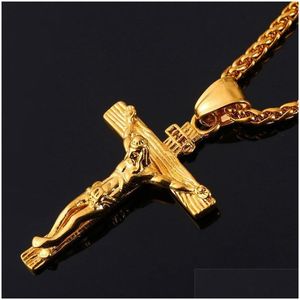 Hanger kettingen Relius Jezus Kruisketting voor mannen mode goud hangend met keten sieraden geschenken drop levering hangers otbee